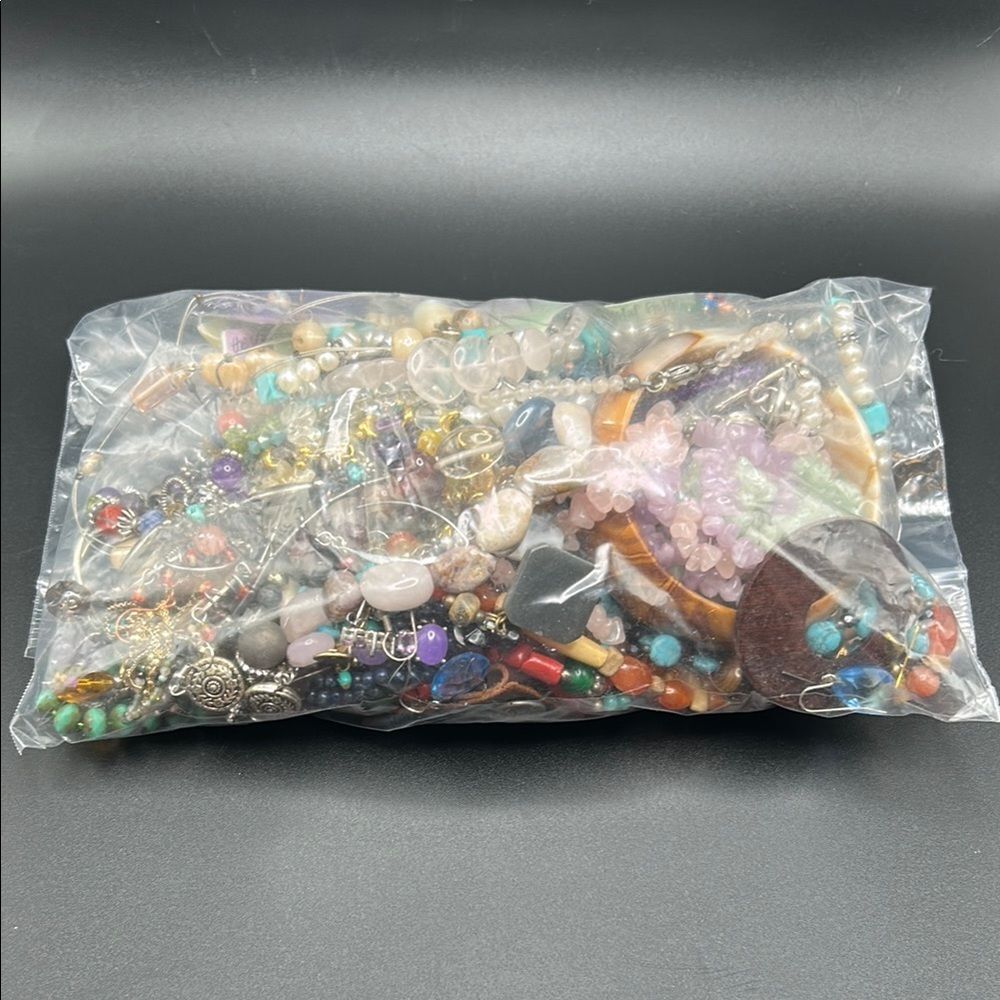 Mystery Mixed Jewelry Bag Natural Elements 2.6 lbs. Wearable Craft VTG Modern - Picture 1 of 6